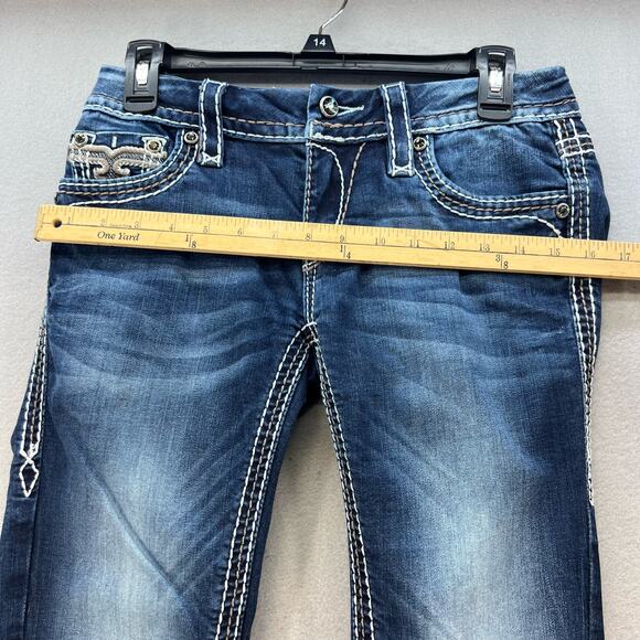 Rock Revival Women's Jeans Size 27 (4) Avery Straight Biker Moto Bling Crystal - Picture 4 of 16